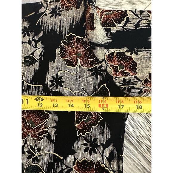 Vtg Whimsygoth Orange Floral On Black Long Sleeve With Gold Metallic Size S - Picture 6 of 7